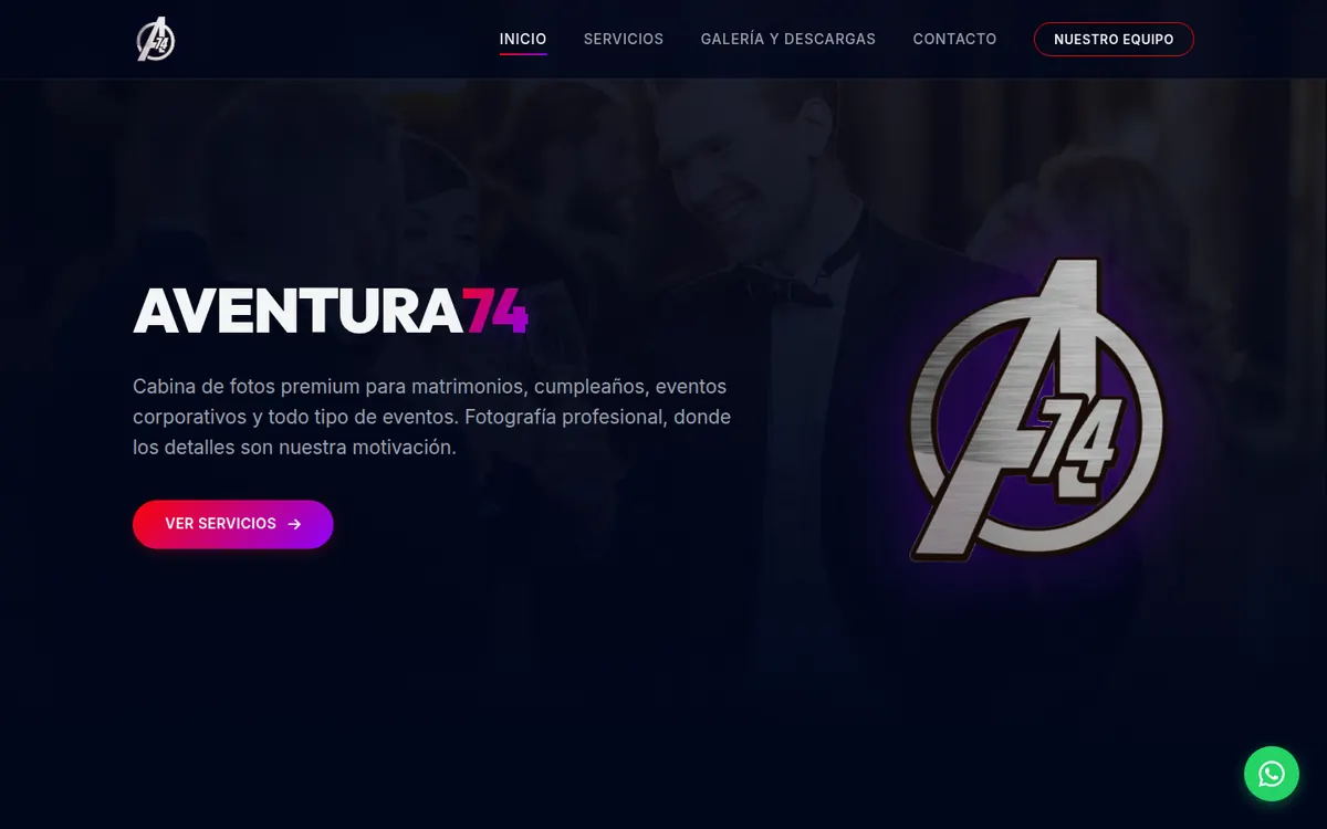 Página de inicio de Aventura74, sitio hecho por RayoWeb