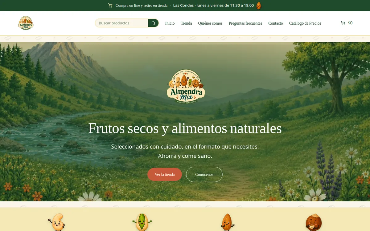 Página de inicio de Almendra Mix, sitio hecho por RayoWeb