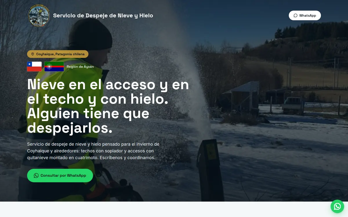 Página de inicio de Despeje de Nieve y Hielo, sitio hecho por RayoWeb