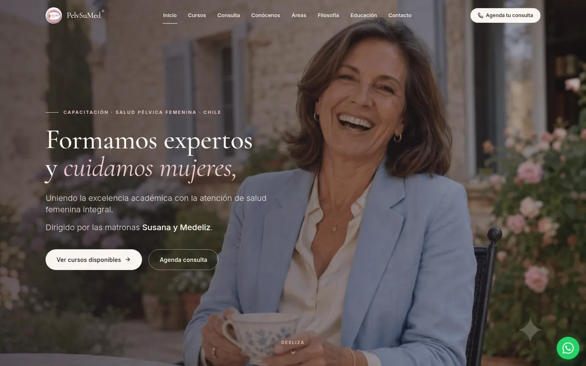 Página de inicio de PelvSuMed, sitio hecho por RayoWeb