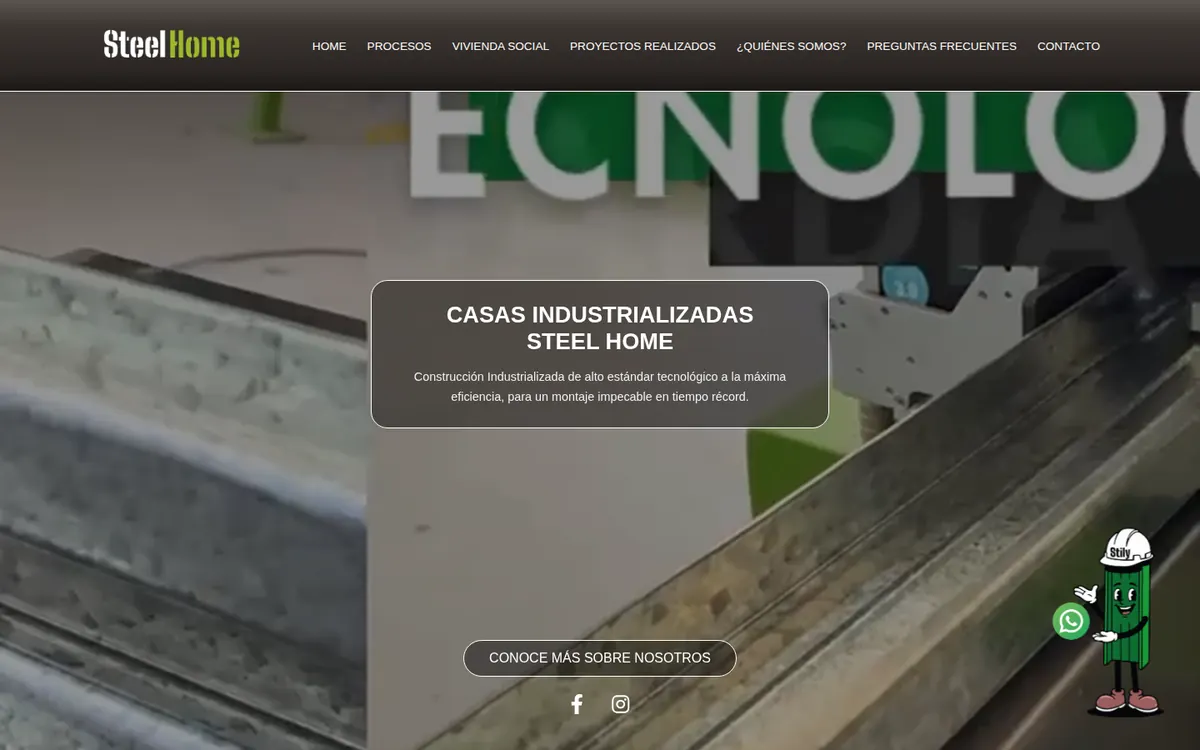 Página de inicio de Steel Home, sitio hecho por RayoWeb