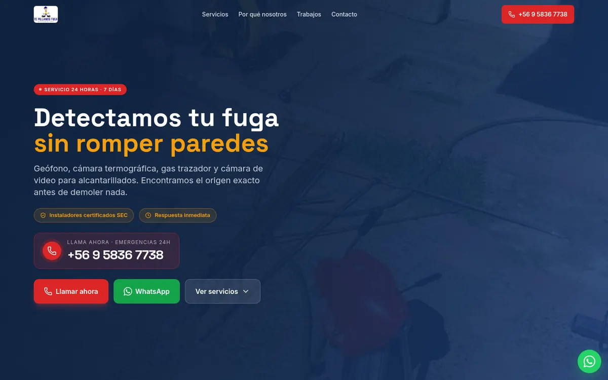 Página de inicio de Te Pillamos Fuga, sitio hecho por RayoWeb