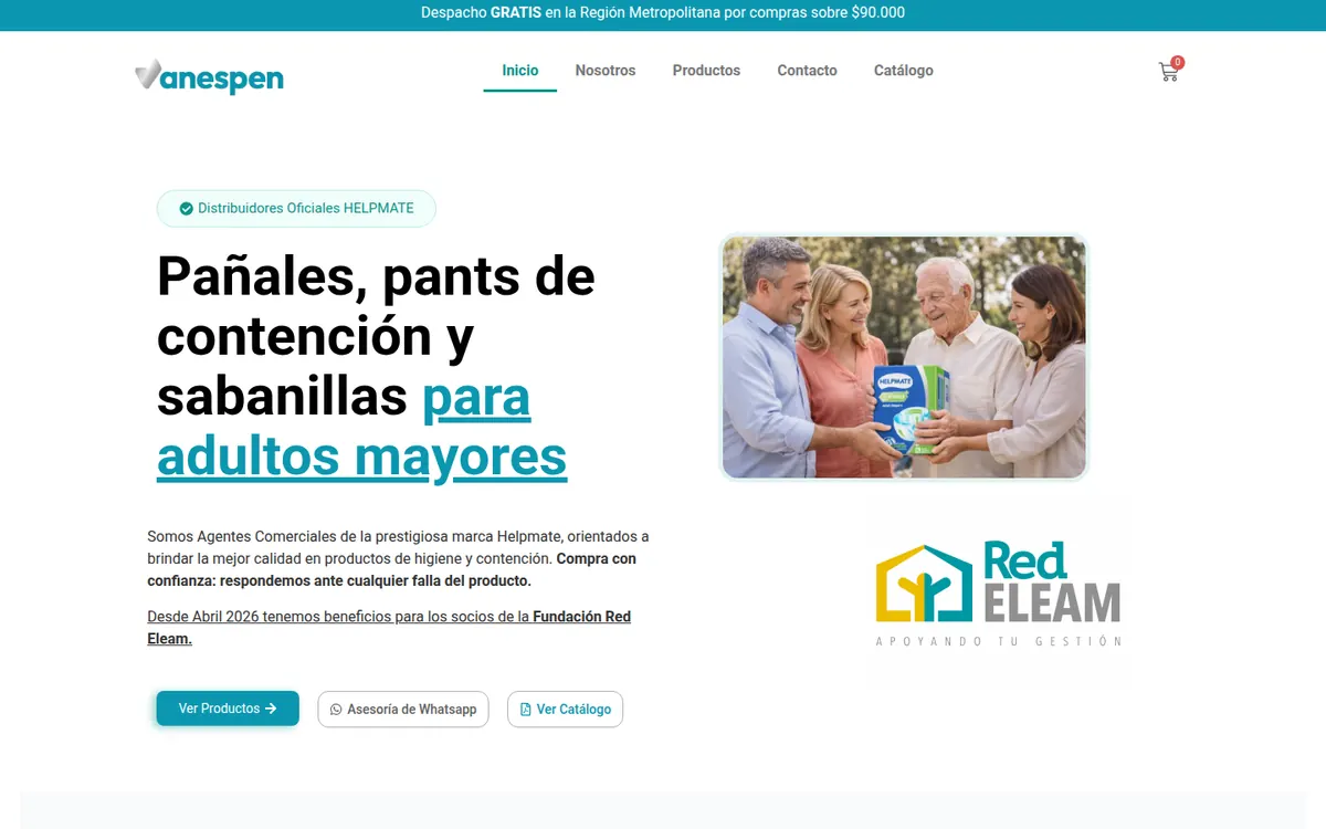 Página de inicio de Vanespen, sitio hecho por RayoWeb